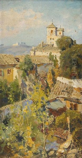 A View Of Rome Through The Window Oil Painting by Vasili Dimitrievich Polenov