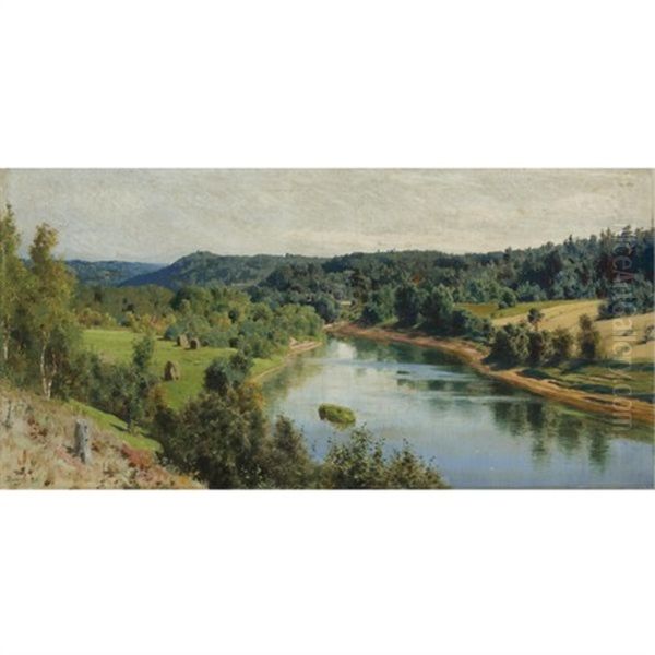 The River Oyat Oil Painting by Vasili Dimitrievich Polenov