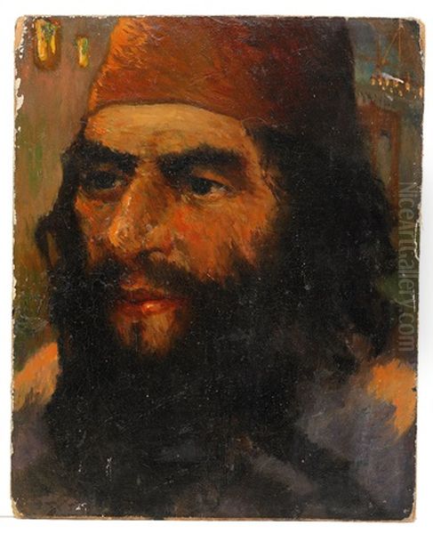 Head Of A Jewish Man (study) Oil Painting by Vasili Dimitrievich Polenov