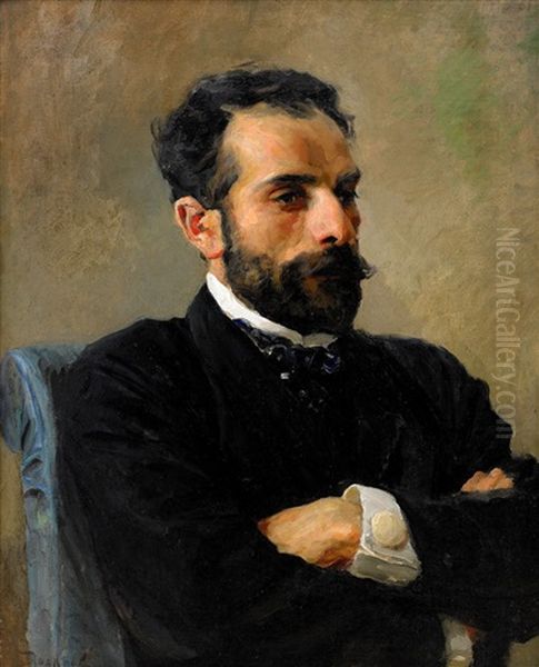 Portrait Of Isaac Ilich Levitan Oil Painting by Vasili Dimitrievich Polenov