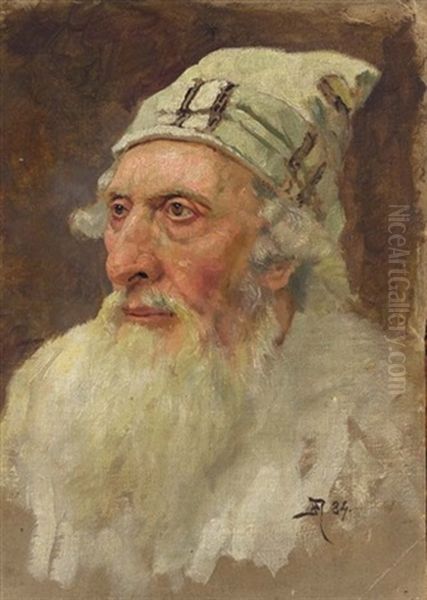 Portrait Of An Old Jewish Man Oil Painting by Vasili Dimitrievich Polenov