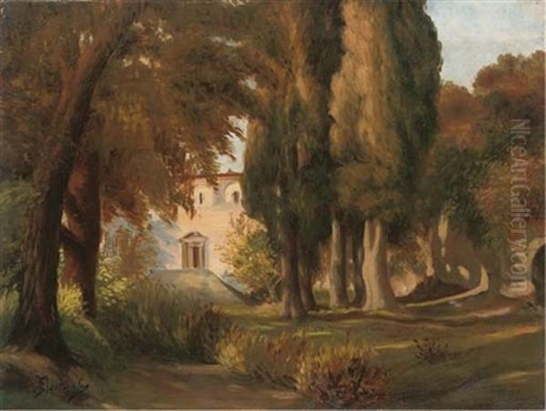 An Italian Villa Oil Painting by Vasili Dimitrievich Polenov