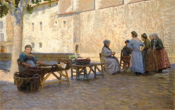 Market Of Les Martigues Oil Painting by Hugo Poll