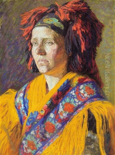 Woman In Folklore Clothing Oil Painting by Hugo Poll