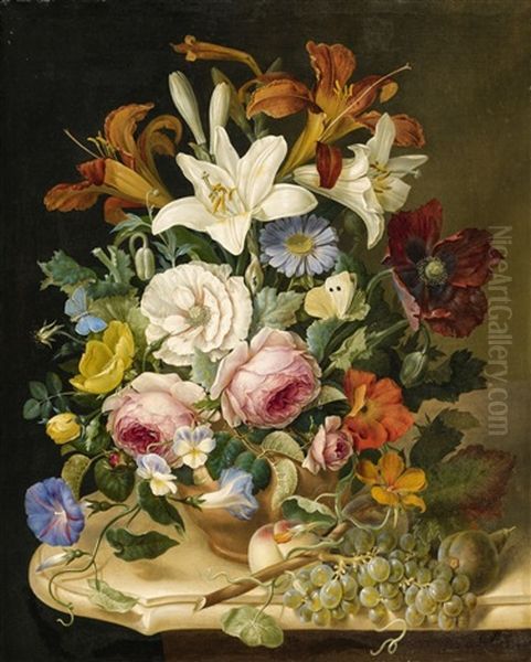 Floral Still Life Oil Painting by Eduard Pollack