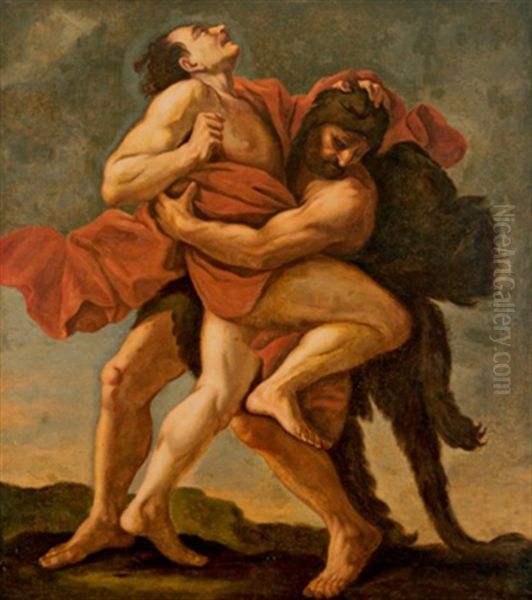 Herkules Und Antheus Oil Painting by Antonio Del Pollaiuolo