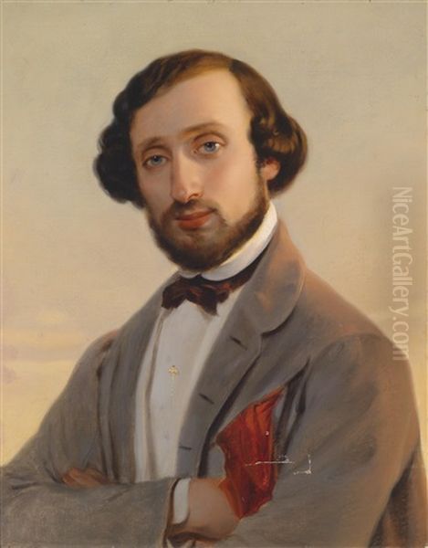 Bildnis Ludwig August Frankl Von Hochwart (chrast/bohmen 1810-1894 Wien) Oil Painting by Leopold Pollak