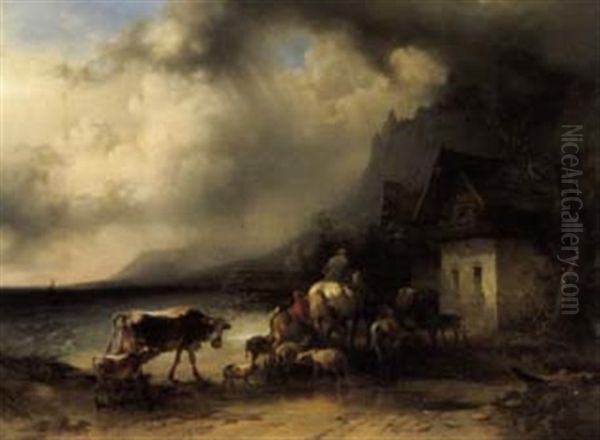 Sturm Im Belt Oil Painting by Leopold Pollak