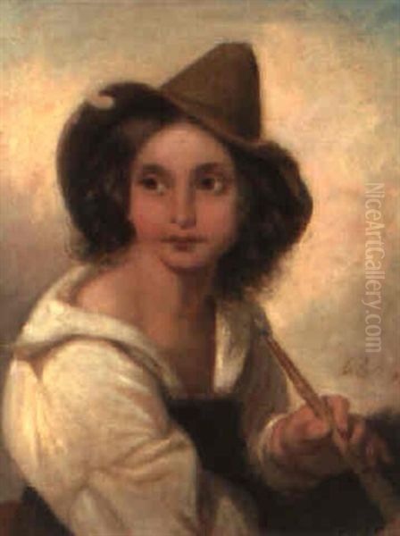 Die Junge Raucherin Oil Painting by Leopold Pollak