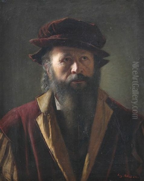 Bildnis Eines Bartigen Ratsherren Oil Painting by Sigismund Pollak