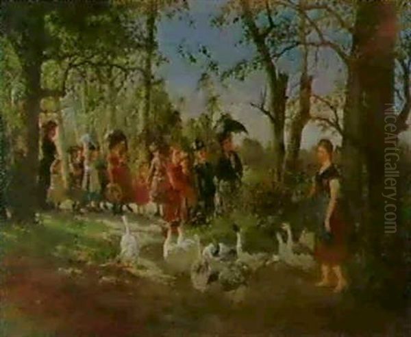 Unerwartete Begegnung Oil Painting by Sigismund Pollak