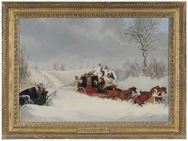 The Liverpool Mail Near St. Albans In A Snow Drift Oil Painting by James Pollard