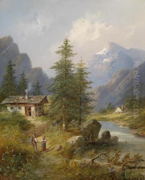 Scene From Styria Oil Painting by Eduard Boehm