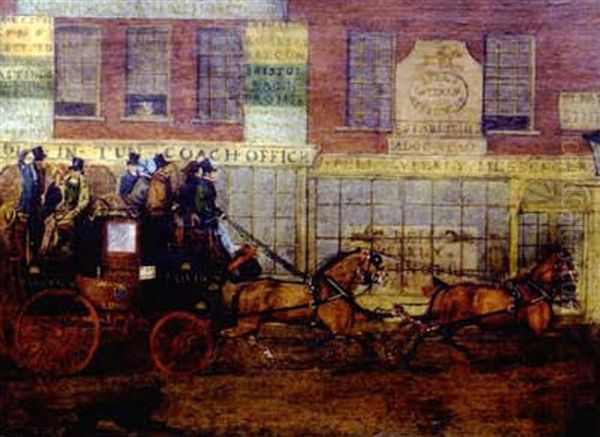 The London To Reading Mail Coach, Passing The Bolt-in-yun General Coach Office Oil Painting by James Pollard