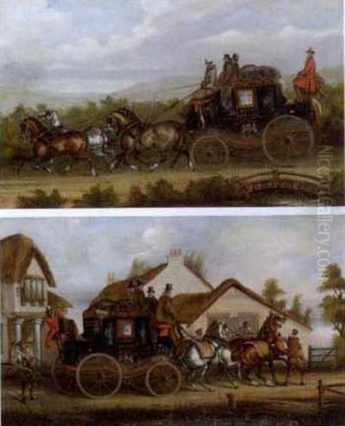 The York To London Royal Mail Coach (+ The Bath To London Royal Mail Coach; Pair) Oil Painting by James Pollard