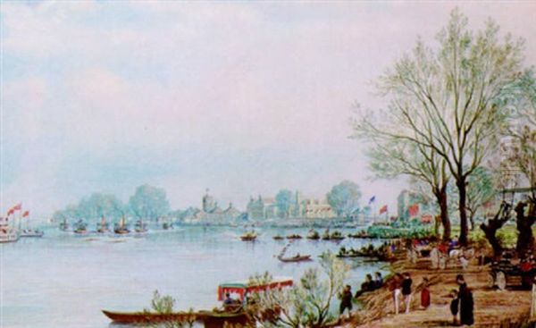 The Finish Of The Boat Race At Montlake Oil Painting by James Pollard