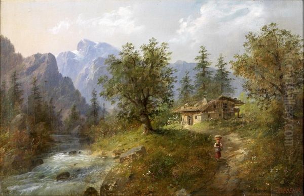 Flusslandschaft Mit Figuraler Staffage Oil Painting by Eduard Boehm