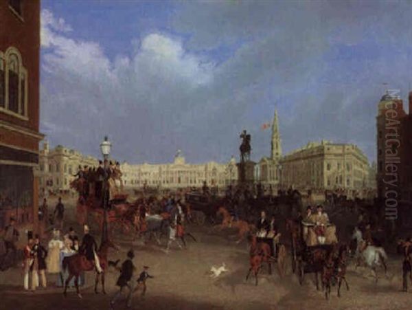 Trafalgar Square Oil Painting by James Pollard