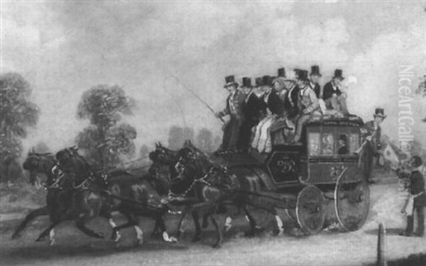 The Departure Of The Royal Day Mail, The Hadley-finch Coach Oil Painting by James Pollard