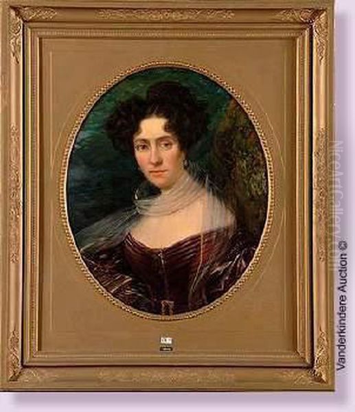 Portrait D'une Dame De Qualite Oil Painting by Francois Bohm