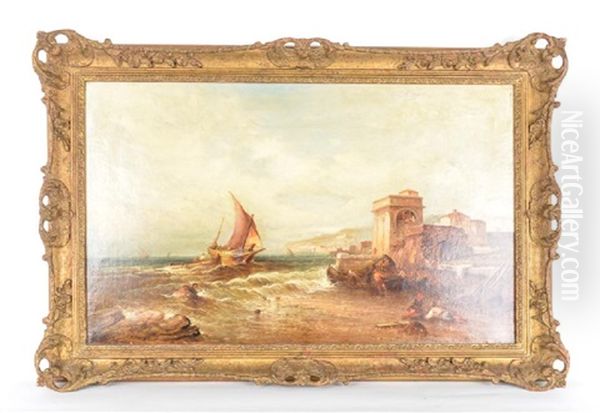 Venetian Coastal Scene Oil Painting by Alfred Pollentine