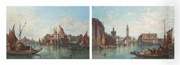 Santa Maria Della Salute; And The Doge's Palace Oil Painting by Alfred Pollentine