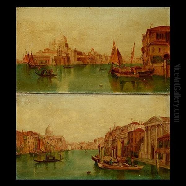 Views Of Venice (2 Works) Oil Painting by Alfred Pollentine