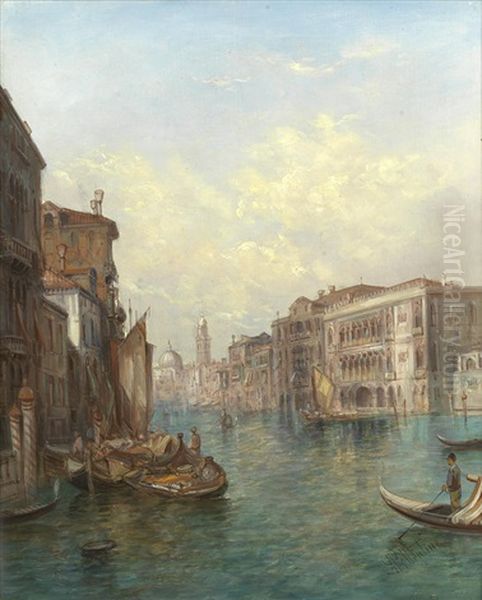 The Grand Canal, Venice'; 'the Palace Pisani' Oil Painting by Alfred Pollentine