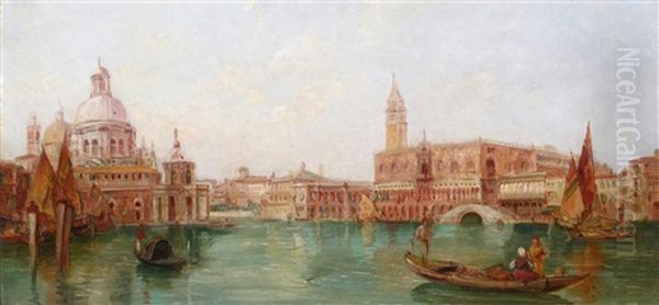 San Giorgio Maggiore And The Doge's Palace From The Lagoon Oil Painting by Alfred Pollentine