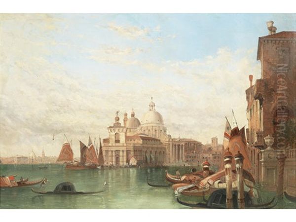 Views Of Venice (pair) Oil Painting by Alfred Pollentine