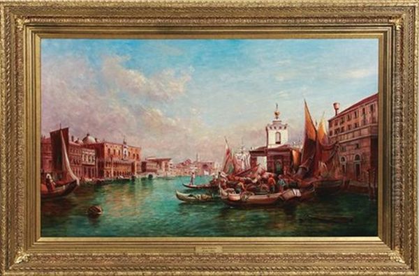 Punta Della Dogana, Grand Canal Venice Oil Painting by Alfred Pollentine