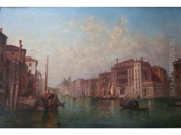 Views In Venice (pair) Oil Painting by Alfred Pollentine