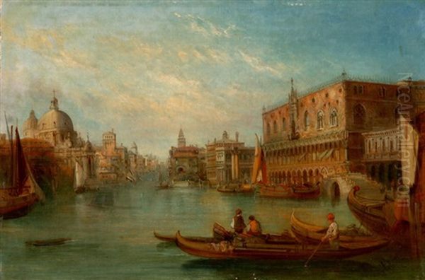 Venedig Mit Blick Auf Den Dogenpalast Und Santa Maria Della Salute Oil Painting by Alfred Pollentine