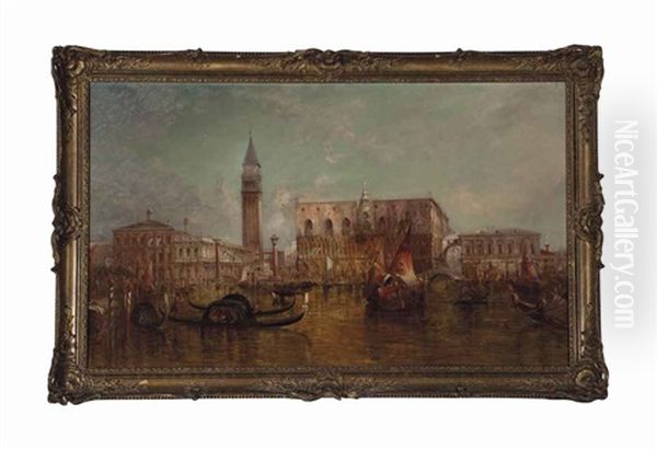 View Of Piazza San Marco Oil Painting by Alfred Pollentine