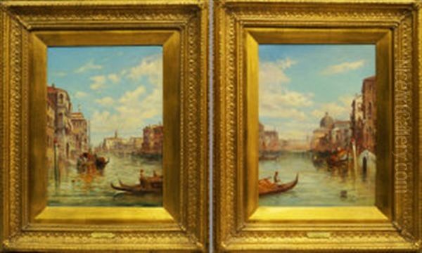 Views In Venice (pair) Oil Painting by Alfred Pollentine