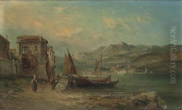 View Of The Italian Lakes Oil Painting by Alfred Pollentine