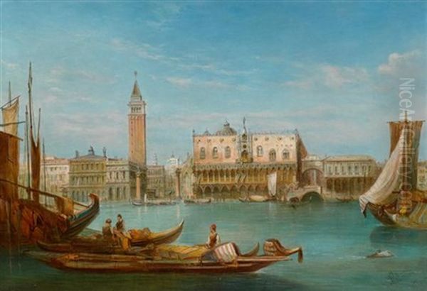 Blick Auf Den Dogenpalast In Venedig Oil Painting by Alfred Pollentine