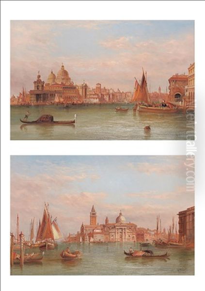 The Santa Maria Della Salute, Venice (+ San Giorgio Maggiore, Venice; Pair) Oil Painting by Alfred Pollentine