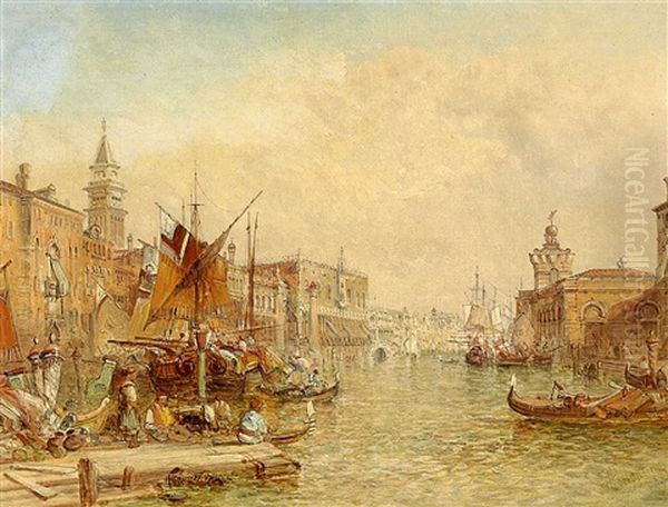 Venedig - Auf Dem Canale Grande Mit Blick Auf Den Dogenpalast Oil Painting by Alfred Pollentine