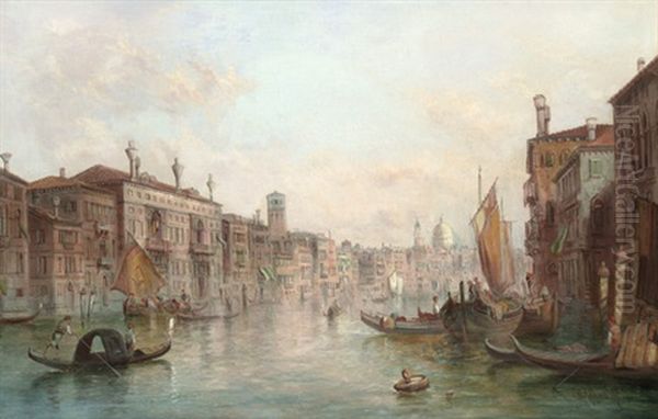 Ansicht Des Canale Grande, Im Hintergrund Die Kuppel Von Santa Maria Della Salute Oil Painting by Alfred Pollentine