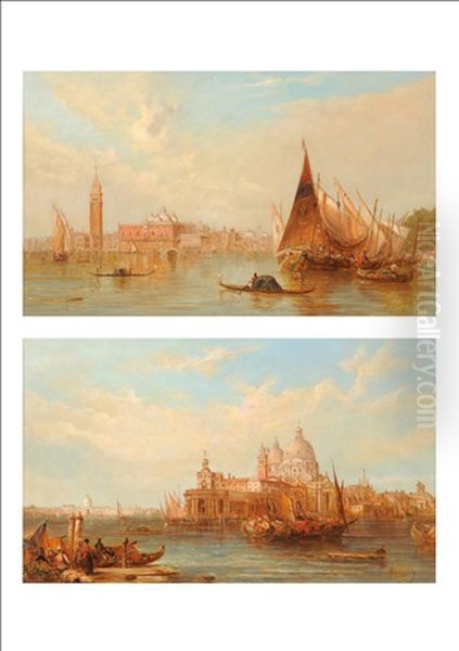 The Dogana (+ The Ducal Palace, Venice; Pair) Oil Painting by Alfred Pollentine