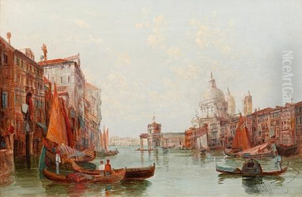 The Palazzo, Venice (+ The Grand Canal, Venice; Pair) Oil Painting by Alfred Pollentine