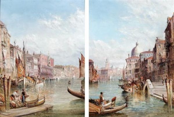 Venetian View (+ Another; 2 Works) Oil Painting by Alfred Pollentine