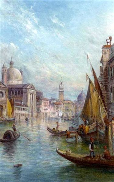 The Dogana, Venice (+ The Giudecca Canals, Venice; Pair) Oil Painting by Alfred Pollentine