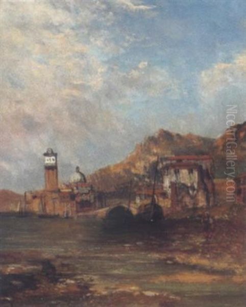 Sudlandische Stadt Am See Oil Painting by Alfred Pollentine