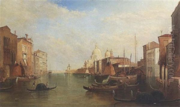 Venedig - Canale Grande Mit S. Maria Della Salute Oil Painting by Alfred Pollentine