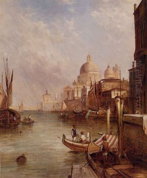 Santa Maria Della Salute From A Gondola Launch, Venice Oil Painting by Alfred Pollentine