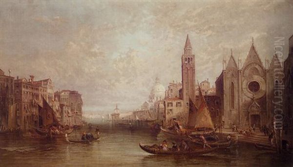 The Grand Canal Looking Towards Santa Maria Del'salute, Venice Oil Painting by Alfred Pollentine