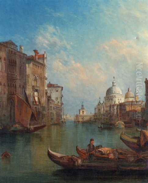 A View Of The Grand Canal Looking Towards The Santa Maria Della Salute Oil Painting by Alfred Pollentine