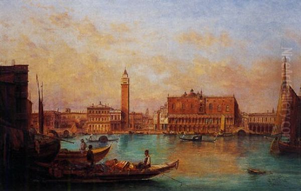 Animation Sur Le Grand Canal A Venise Oil Painting by Alfred Pollentine